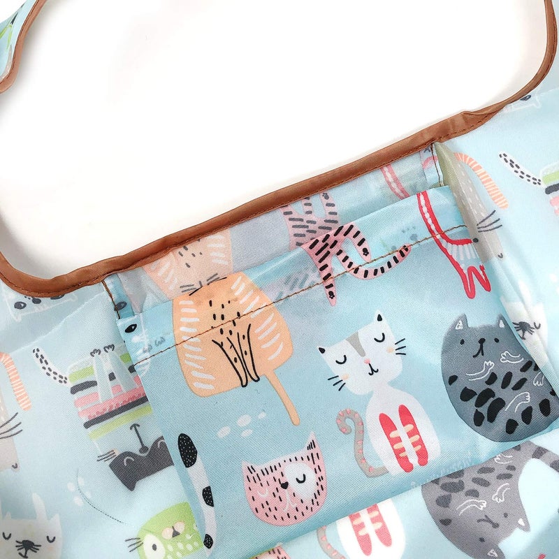 allydrew Large Foldable Tote Nylon Reusable Grocery Bag, Cool Cats - Image 3